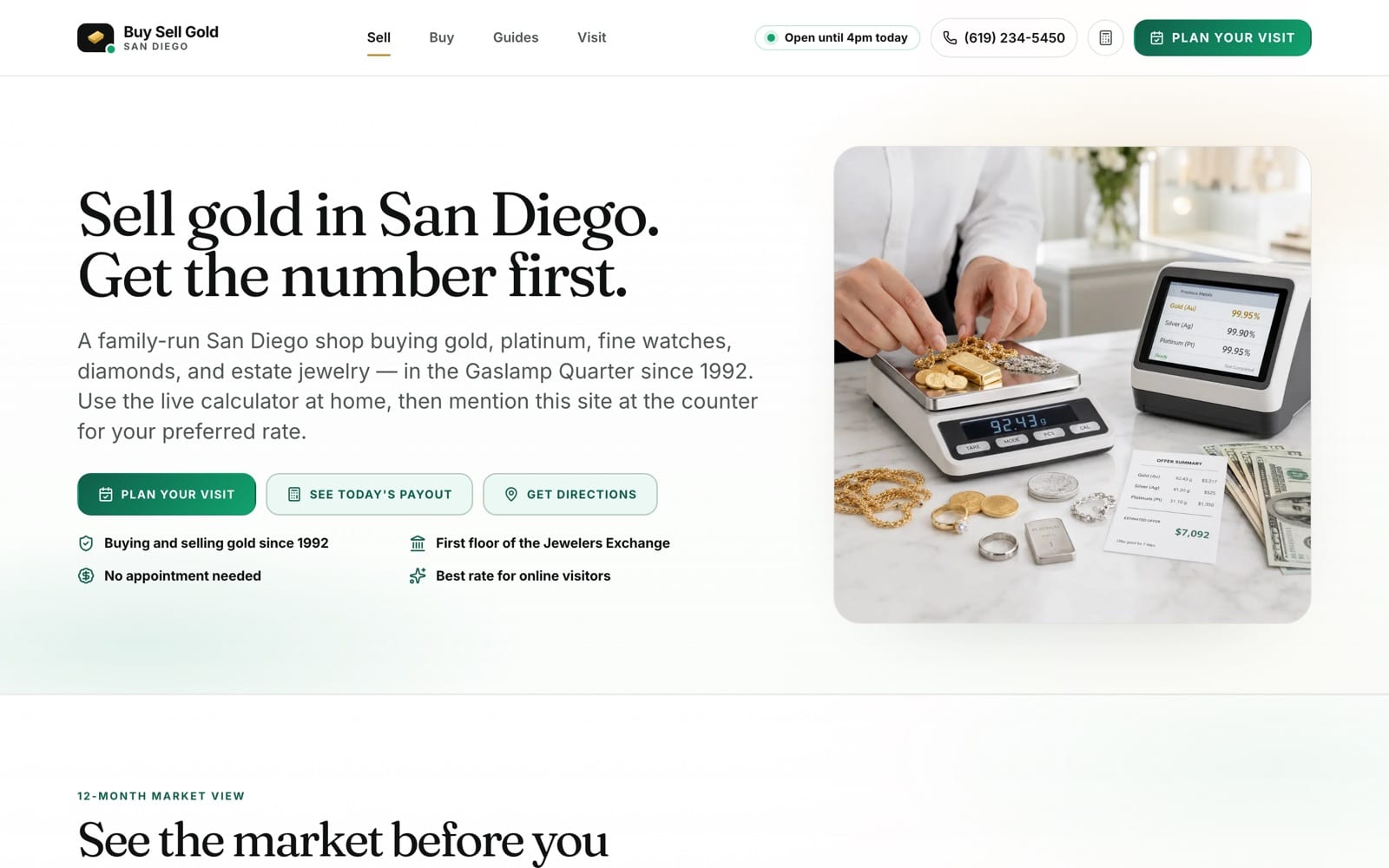 BuySellGoldSanDiego.com — precious-metals buyer, local SEO
