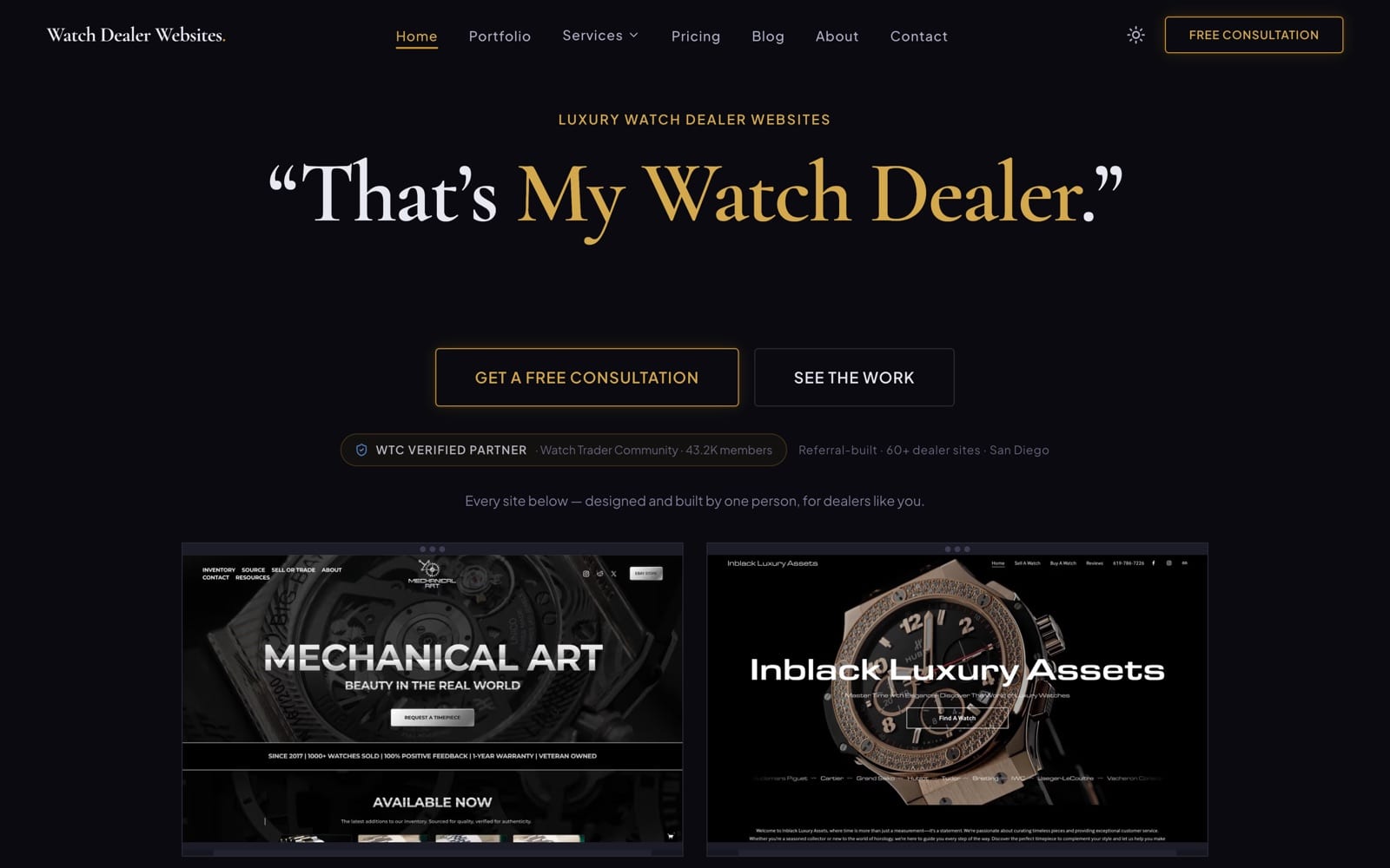 WatchDealerWebsites.com — custom website platform for luxury watch dealers